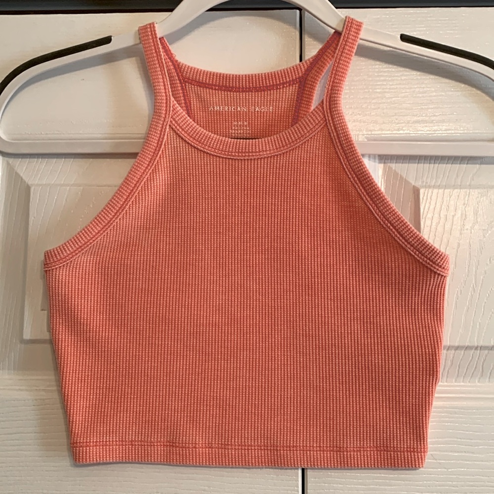 American Eagle, Coral Waffle Knit Crop Tank, size medium, EUC